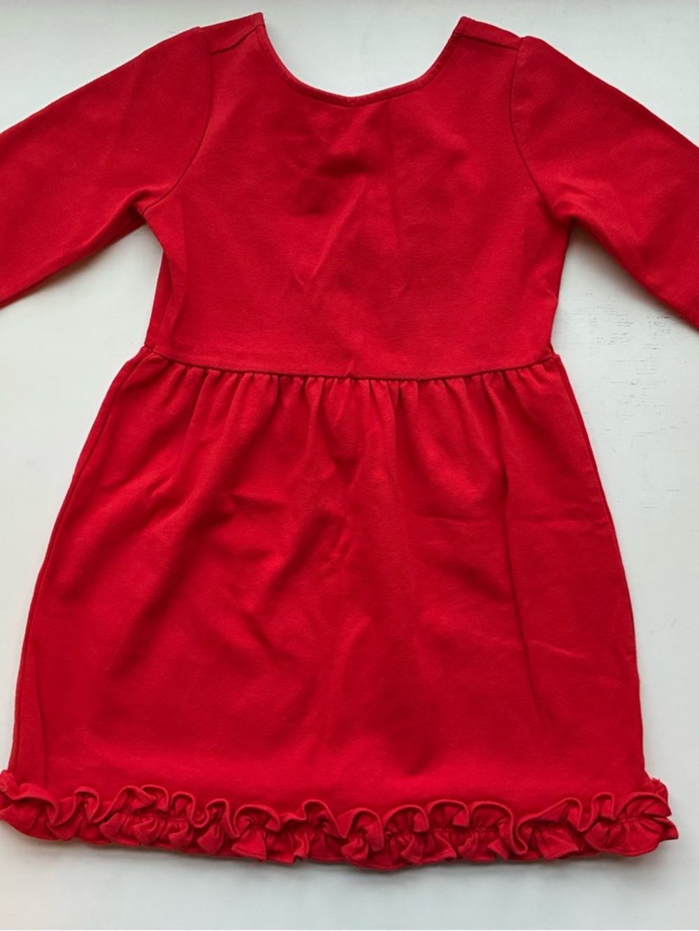 Janie and Jack Bright Red Long-Sleeve Ruffle-Hem Dress